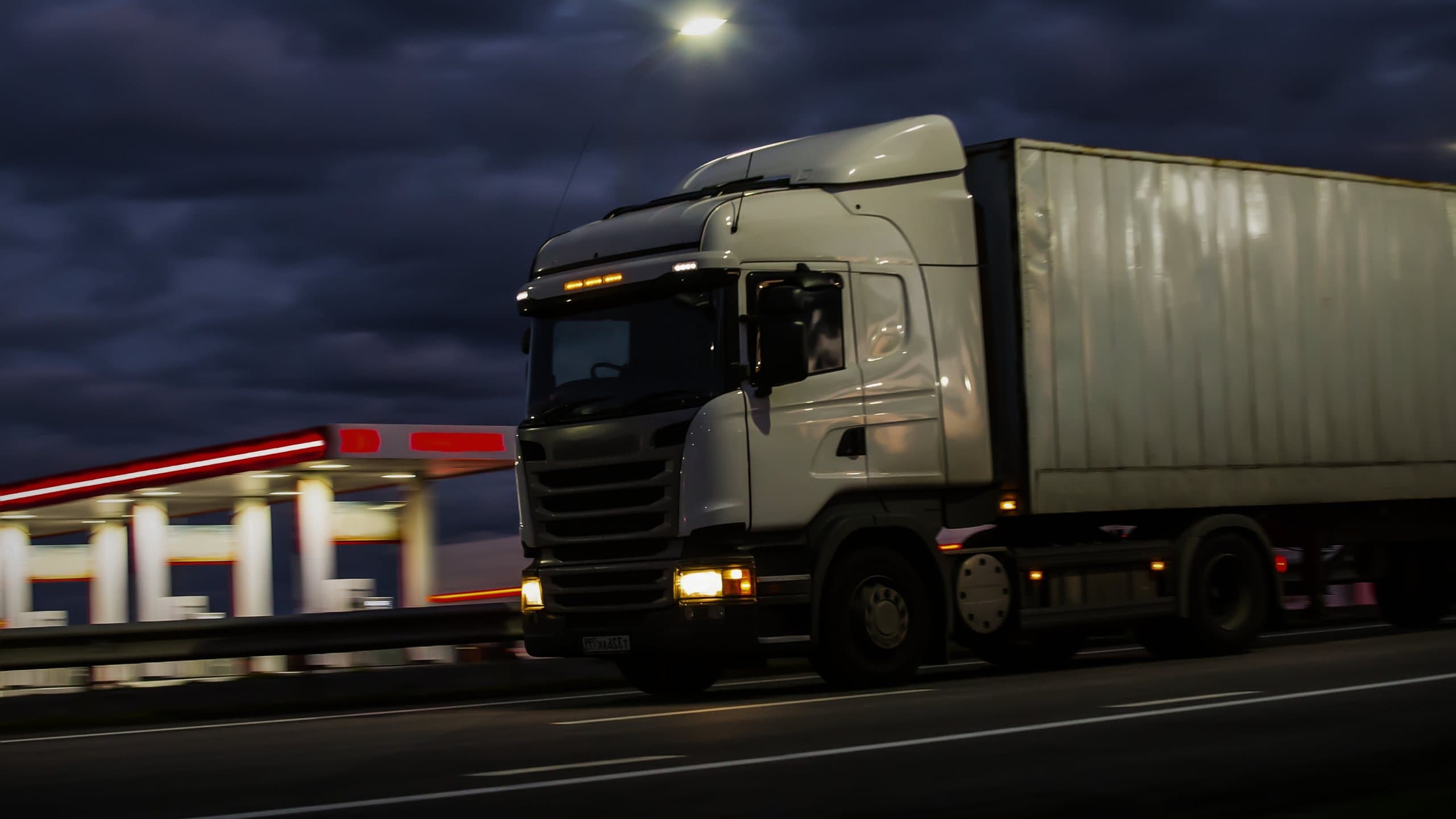 Armoured convoy on the highway at night