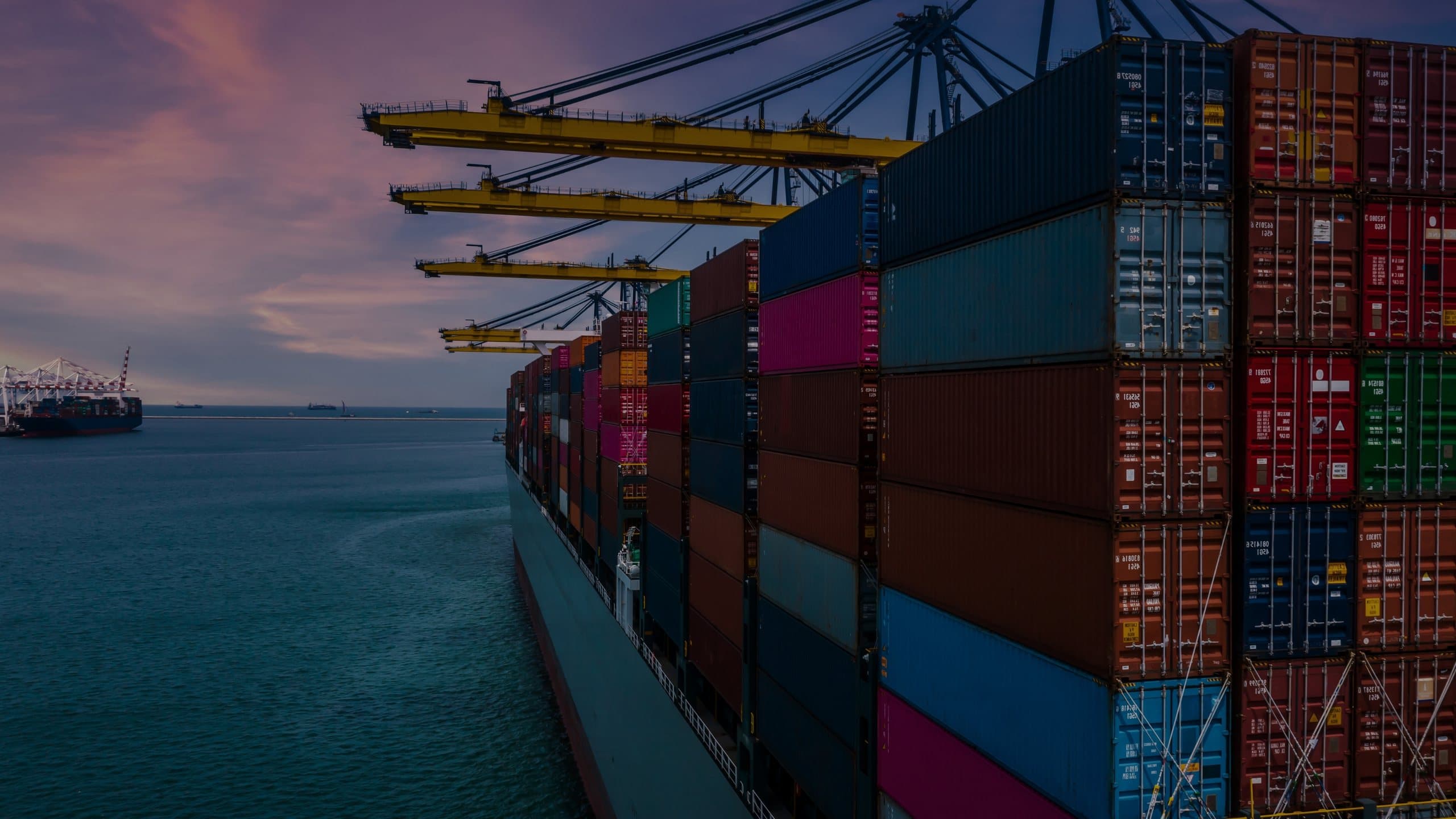 Container ship at a port
